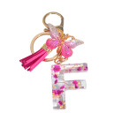 Pendent roz Rose de 5 cm Cheie din rășină cu inițiale și flori Ornament decorativ pentru geantă rucsac cadou pentru femei 4