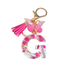 Pendent roz Rose de 5 cm Cheie din rășină cu inițiale și flori Ornament decorativ pentru geantă rucsac cadou pentru femei 5