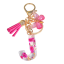 Pendent roz Rose de 5 cm Cheie din rășină cu inițiale și flori Ornament decorativ pentru geantă rucsac cadou pentru femei 7