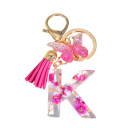 Pendent roz Rose de 5 cm Cheie din rășină cu inițiale și flori Ornament decorativ pentru geantă rucsac cadou pentru femei 8