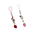 Pendente a forma di fragola per telefono Pendente decorativo per chiavi con perline e fiore Collana fruttata carina per cellulare borsa 2