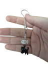 Pendente adorável para telemóvel Gato Preto com osso de peixe Chaveiro decorativo para telemóvel Cordão suspenso para bolsa câmara mochila escolar 2
