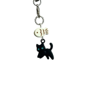 Pendente adorável para telemóvel Gato Preto com osso de peixe Chaveiro decorativo para telemóvel Cordão suspenso para bolsa câmara mochila escolar 3