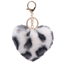 Pendente de Chaves Coração de Leopardo em Pelúcia Chaveiro de Pelúcia Macia Padrão Animal Adorno Decorativo para Bolsa Mochila 3
