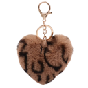 Pendente de Chaves Coração de Leopardo em Pelúcia Chaveiro de Pelúcia Macia Padrão Animal Adorno Decorativo para Bolsa Mochila 2