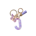 Pendente para chaves 4 cm Chaveiro de resina Iniciais roxas e borboleta Adorno decorativo para mala mochila Presente para mulheres 11