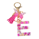 Pendente rosa para chaves 5 cm Chaveiro de resina com iniciais e flores Adorno decorativo para bolsa mochila presente para mulheres 3