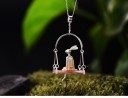 Pendentif en argent pour femme Lapin sur balançoire 5