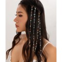 Pendentif pour cheveux 28 cm Chaîne pour cheveux avec perles et étoile Alliage et perles Élégante décoration capillaire pour tresses et cheveux tressés 7