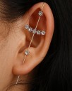 Pendiente de mujer con alambre largo guiado a lo largo de la oreja Aguja decorativa con circonios Metal de bisutería Para lóbulo perforado y efecto 12