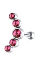 Pendiente de mujer tipo botón con arco de cinco piedras Pendiente pequeño estilo piercing con varilla y cierre esférico Circonitas Metal 1