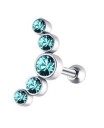 Pendiente de mujer tipo botón con arco de cinco piedras Pendiente pequeño estilo piercing con varilla y cierre esférico Circonitas Metal 8