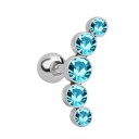 Pendiente pequeño para mujer con varilla y cierre esférico Decorado con circonitas Metal de bisutería Motivos de flores, hojas y arcos de piedras 16
