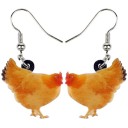 Pendientes colgantes de aves de corral para mujer 19
