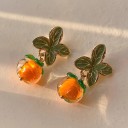 Pendientes colgantes de color naranja para mujer 2