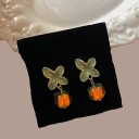 Pendientes colgantes de color naranja para mujer 4