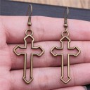 Pendientes colgantes de cruz para mujer G467 4