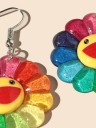Pendientes colgantes de flores para mujer 2 pares 3