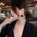 Pendientes colgantes de mujer con circonitas y lazo 5