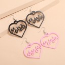 Pendientes colgantes de mujer con corazón y fuego, 2 pares 2
