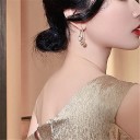 Pendientes colgantes de mujer con perla G236 3