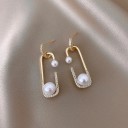 Pendientes colgantes de mujer con perla y circonitas G302 5