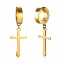 Pendientes de aro para hombre con cruz 3