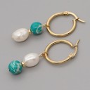 Pendientes de aro para mujer con colgante G1391 6