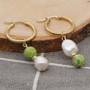 Pendientes de aro para mujer con colgante G1391 3