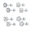 Pendientes de botón para mujer 4 pares 4