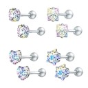 Pendientes de botón para mujer 4 pares 5