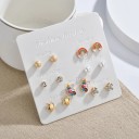 Pendientes de botón para mujer 7 pares 1