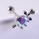 Pendientes de botón para mujer con cristales y circonitas Adorno en forma de corazón, tulipán o abanico Varilla con bolita atornillable Metal 22