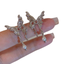 Pendientes de circonita con lazo estilo Y2K para mujeres Aleación de zinc Joyería de moda para fiesta, boda, cumpleaños, aniversario 2