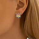 Pendientes de mariposa para mujeres de plata 925, joyería de aros delicados para uso diario, regalo de cumpleaños y ocasiones especiales 2