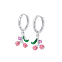 Pendientes de tulipán de plata esterlina 925 para mujeres Joyería floral símbolo de amor, elegancia y perfección motivo primaveral fresco 3
