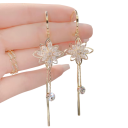 Pendientes largos de zirconitas brillantes para mujeres diseño floral joyería de lujo para bodas y fiestas 1