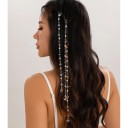 Péndulo para el cabello 28 cm Cadena para el cabello con perlas y estrella Aleación y perlas Elegante adorno capilar para trenzas y cabellos 6
