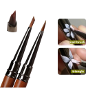 Pennello cosmetico per unghie triangolare, manico in legno per pittura floreale su unghie larghezza setole 3,0 mm lunghezza setole 9,0 mm 5