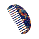 Pente arredondado de acetato para cabelo em forma de meia-lua com dentes largos Pente de cabeleireiro de viagem colorido para desembaraçar cabelo molhado e seco 3