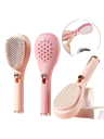 Pente de cabelo auto-limpante de luxo para mulheres 21 x 7 cm Escova de desembaraçar em plástico Cabeça de limpeza multifuncional Manutenção fácil de styling 4