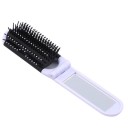 Pente dobrável em plástico com espelho 11–20 x 3,5 cm Pente de viagem para cabelo e maquilhagem Dentes redondos de massagem Design compacto 3