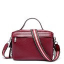 Pequena bolsa de couro para a mão e para o ombro Formato de mala Bolso frontal com zíper Alça larga e riscada 25 x 19 x 11,5 cm 6
