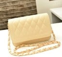 Pequena bolsa feminina crossbody com aba Costura em losango Alça de corrente longa entrelaçada em faixa Couro PU 20 x 14 x 7 cm 4
