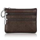 Pequena capa de viagem para documentos e cartões com anel para chaves Vários compartimentos com fecho zip Pele sintética com textura 5