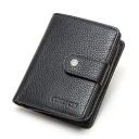 Pequeña cartera de mujer de piel auténtica Lazo con botón a presión Parte con cremallera con compartimentos y bolsillo interior 1