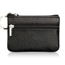 Pequeña funda de viaje para documentos y tarjetas con anillo para llaves Más compartimentos con cremallera Cuero sintético 7