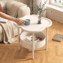 Pequeña mesa auxiliar y de noche 37 x 37 x 48 cm Con superficie en forma de trébol con borde elevado Compartimento inferior redondo para libros 3