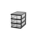 Pequeño organizador de escritorio con 3 compartimentos 15,5x21x18,7 cm caja de plástico PP con cajones para suministros de oficina y pequeñas cosas 1