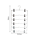 Percha metálica plegable multifuncional para pantalones, 6 capas, con pinzas, ahorra espacio, 34,5 x 58 cm 2